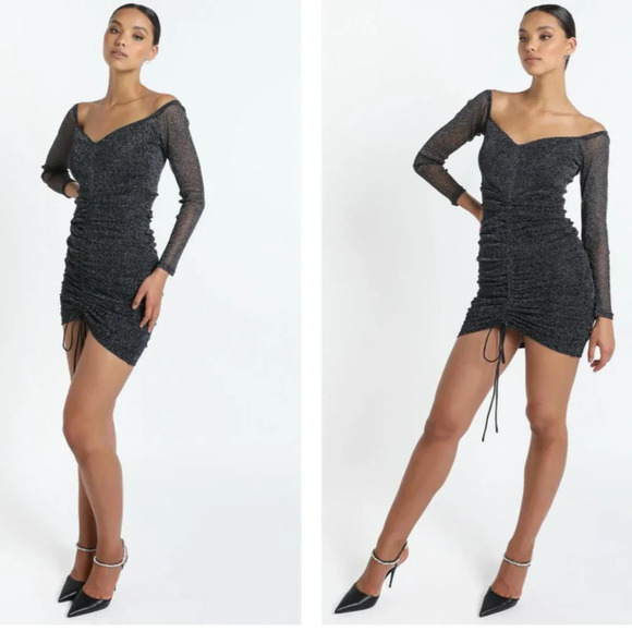 SHOWPO When I Get Home cocktail party dress, mesh lurex - size 0 - Picture 2 of 9